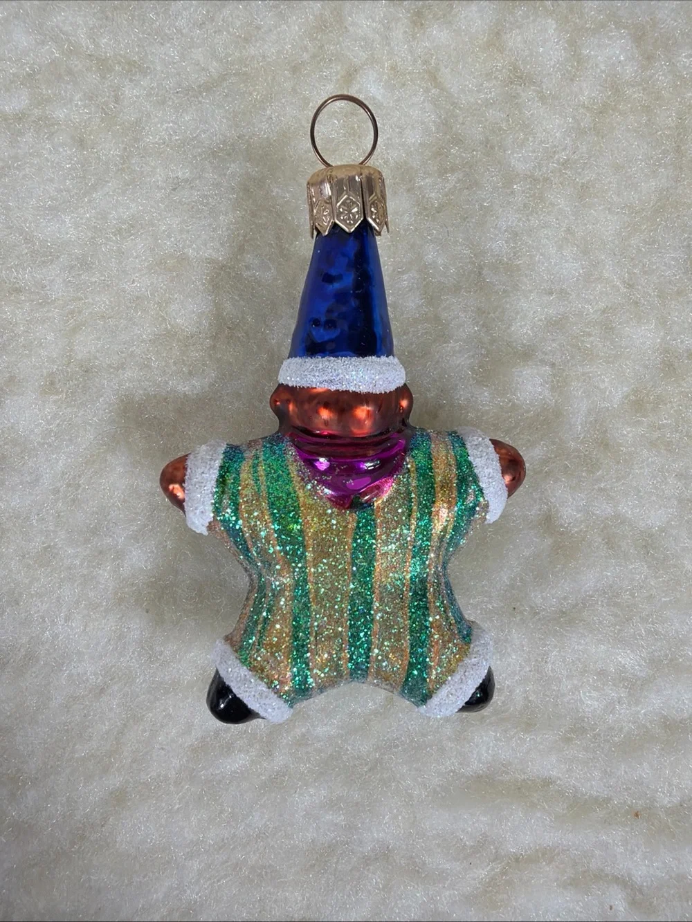 Vintage Christopher Radko Festive Star Bear Gem Ornament in Blue and Pink